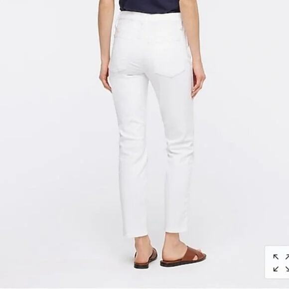 J.Crew 10" Vintage Straight Button Fly Cotton Jeans Stretch Pockets 34 White - Picture 4 of 13